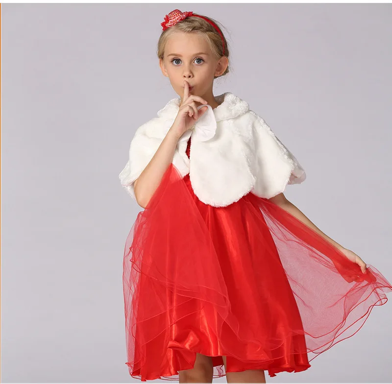 Демисезонная детская накидка для девочек элегантная из искусственного меха