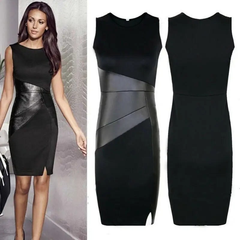 

Sexy Women Black Bodycon Sleeveless Work Party Evening Cocktail Mini Dress 6-18