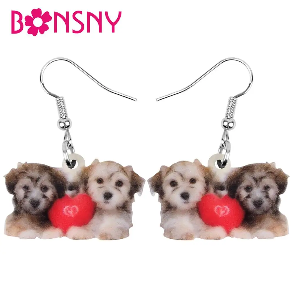 Акриловая бижутерия Bonsny для женщин подвеска в виде двух собак сердце День