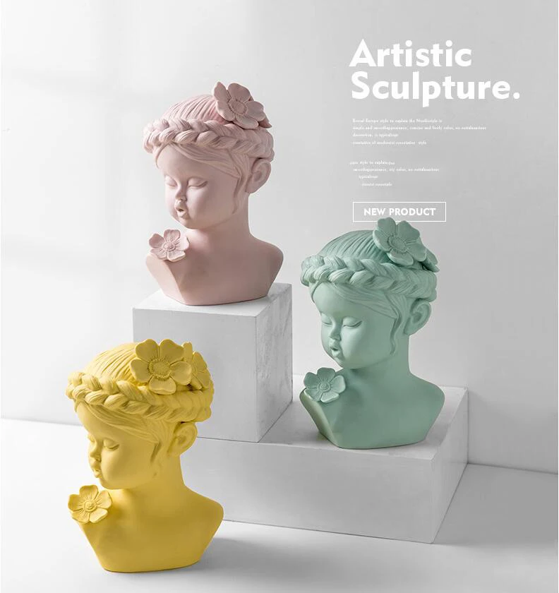 Современные косы персонаж девушки керамическая статуя украшения для дома