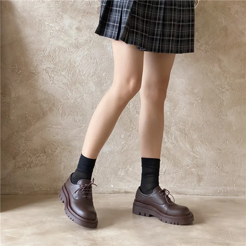 

Asumer 2021 New Arrive Pumps Women Genuine Leather Shoes Lace Up Spring Summer Fashion Platform Shoes Ladies Casual Shoes