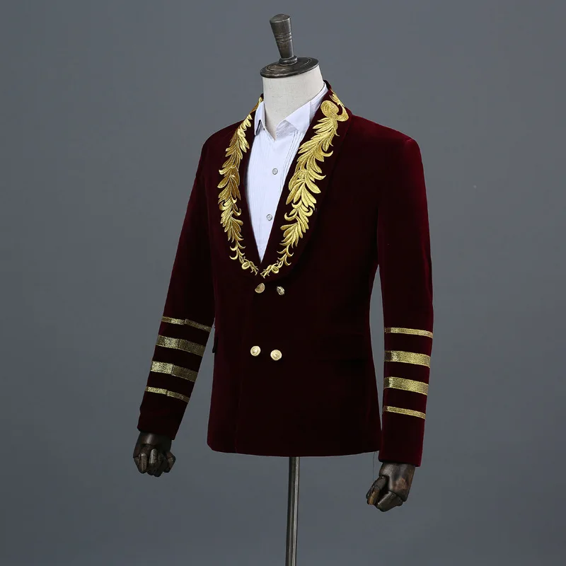 Мужская униформа для двора винно-красный синий черный Бархатный смокинг с