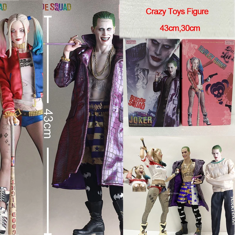 

Crazy Toys Figure 1/6 1/4 Joker Harley Quinn Acton Figures Team Of Prototyping Model Toy 43cm 30cm