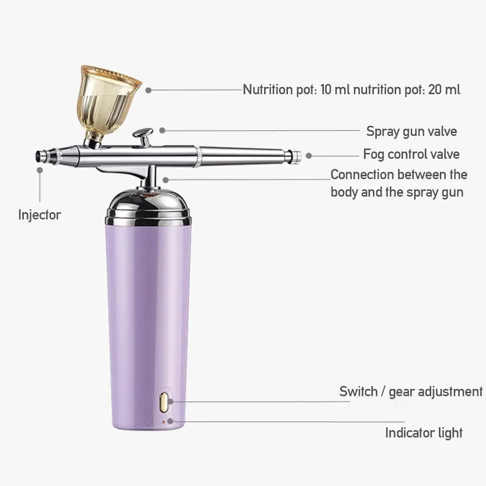 

1Pcs Nano Oxygen Injector Spray Water Replenishment Cordless Airbrush Atomization Moisturizing Beauty Fog Mist Sprayer