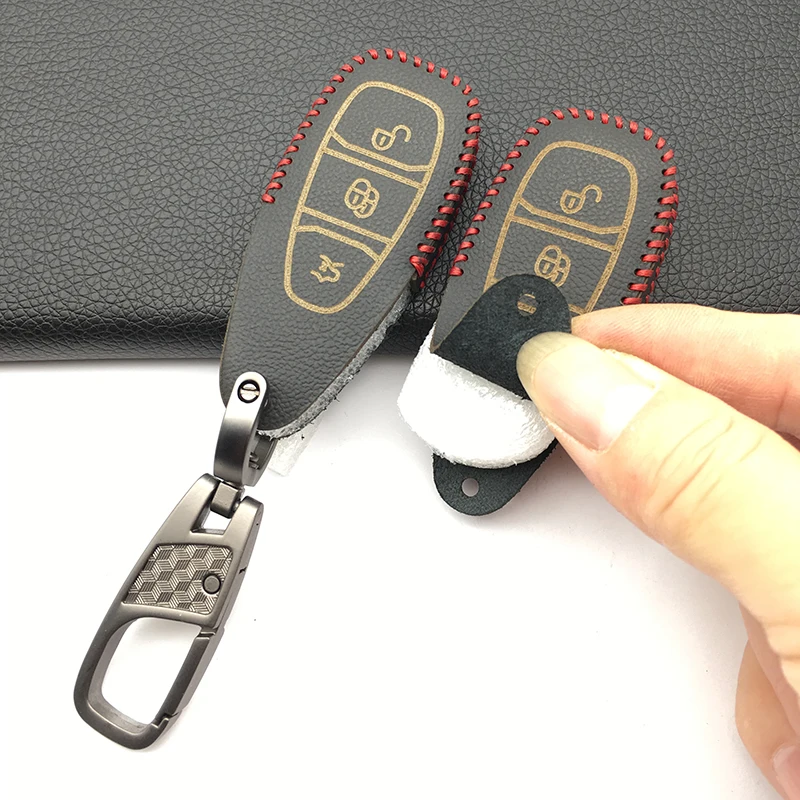 

100% Top Layer Leather Cover for Ford Fiesta Focus Mondeo Ecosport Kuga Focus ST Car Key Smart 3 Buttons Remote Key Case Fob