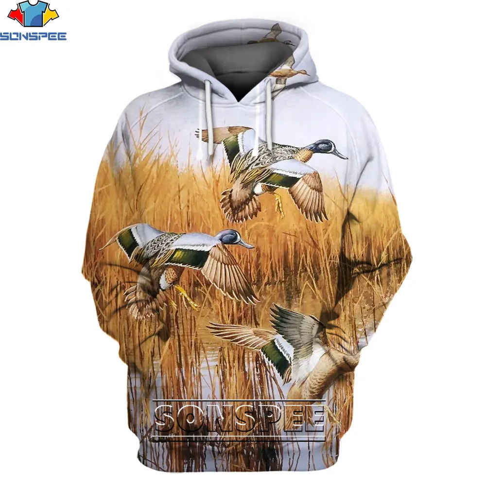 

SONSPEE 2021 Newest Wild Duck Hunting Animation 3D Hoodie Men's Women's Hip Hop Clothing Unisex Pullover Hooded Jacket Top Wear