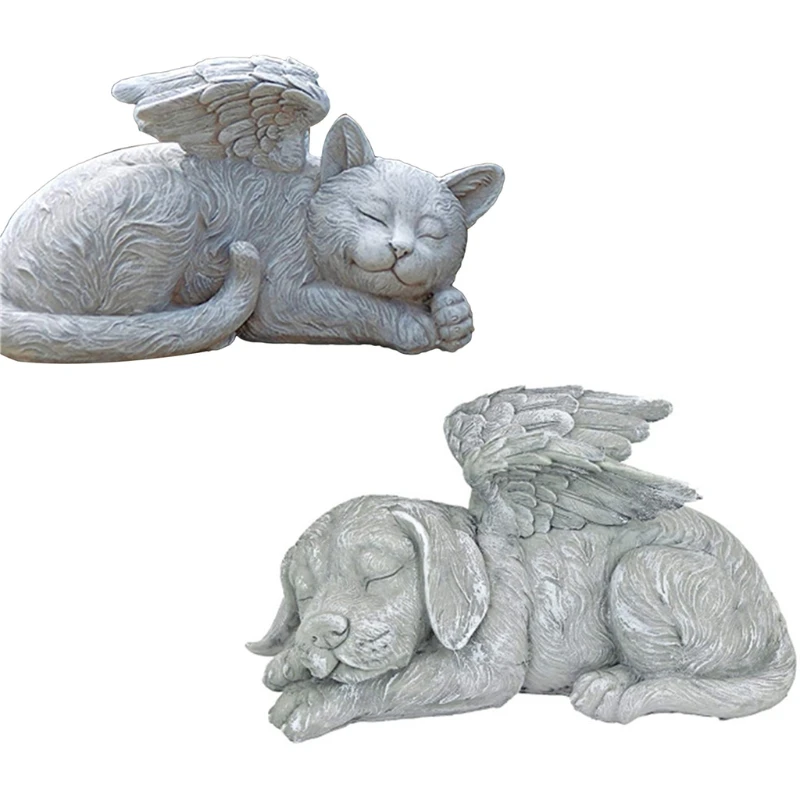 

Dog/Cats Angel Pet Memorial Grave Marker Tribute Statue Resin Art Crafts Decorations Ornaments Gifts