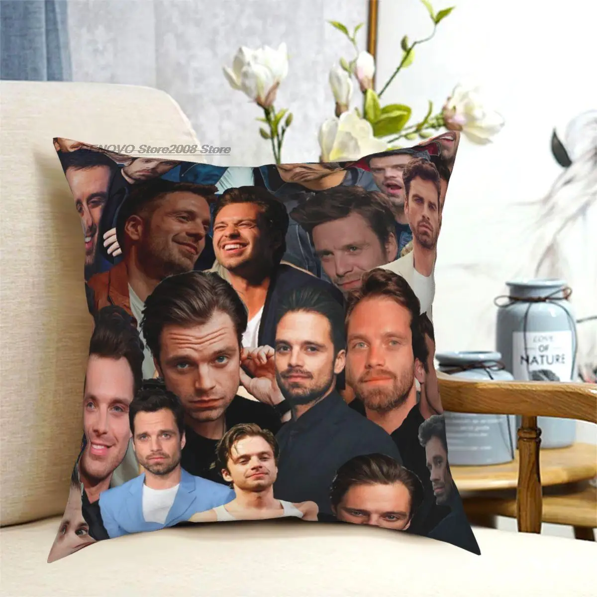 

Sebastian Stan Collage Platz Kissen Gedruckt Zip Decor Werfen Kissen Fall für Auto Kissen Fall 45x45