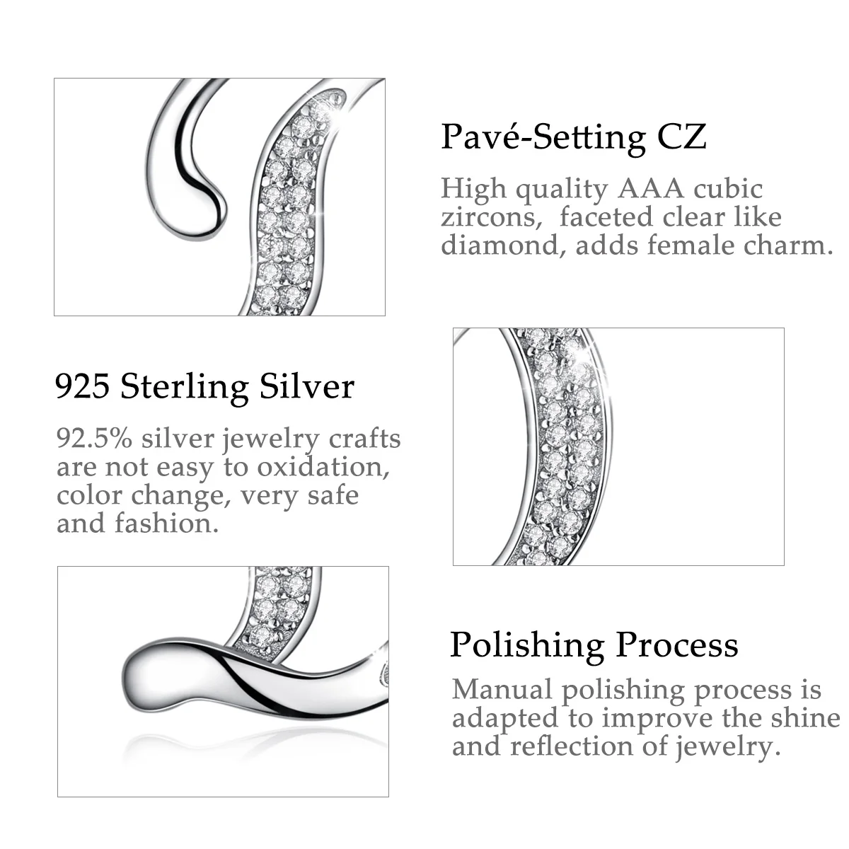 Ожерелье с большой буквой EUDORA из стерлингового серебра 26 A-Z | Украшения и