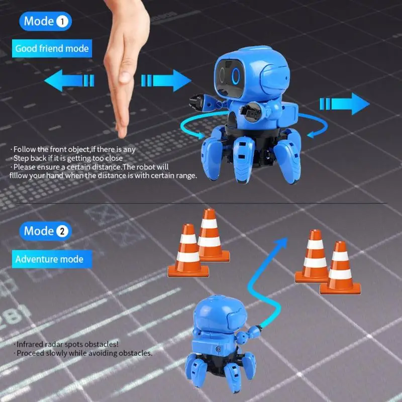 Intelligent Induction RC Robot DIY Assembled Electric Follow with Gesture Sensor Obstacle Avoidance Kids Educational Toys | Игрушки и