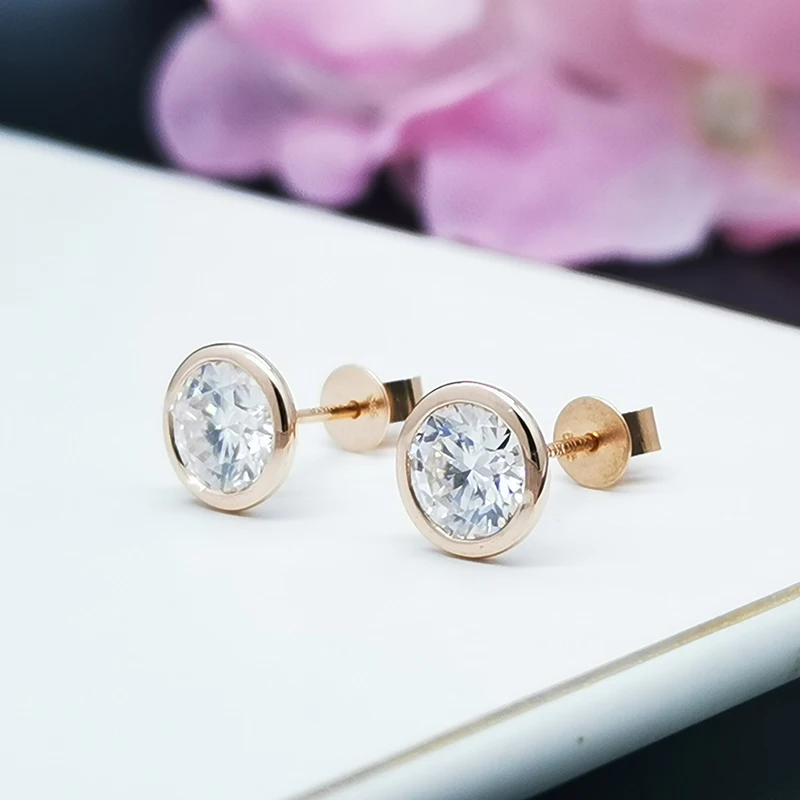 Женские круглые сережки CxsJeremy 14K 585 с полным ободком 1 карат для помолвки свадьбы
