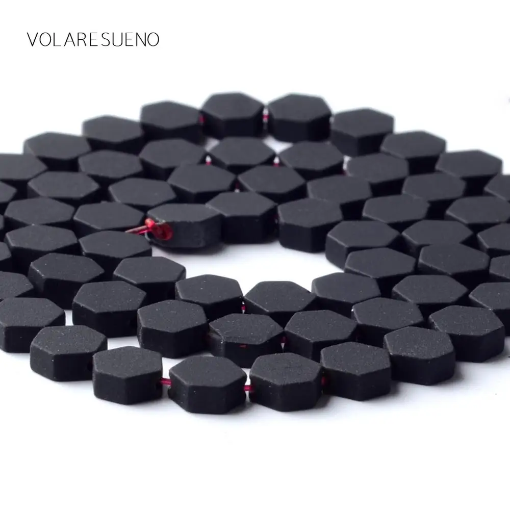 Natural Stone Black Hematite Matte Rubber Hexagon Beads For Jewelry Making 6mm Spacer Loose Diy Bracelet Strand 15&quot | Украшения и