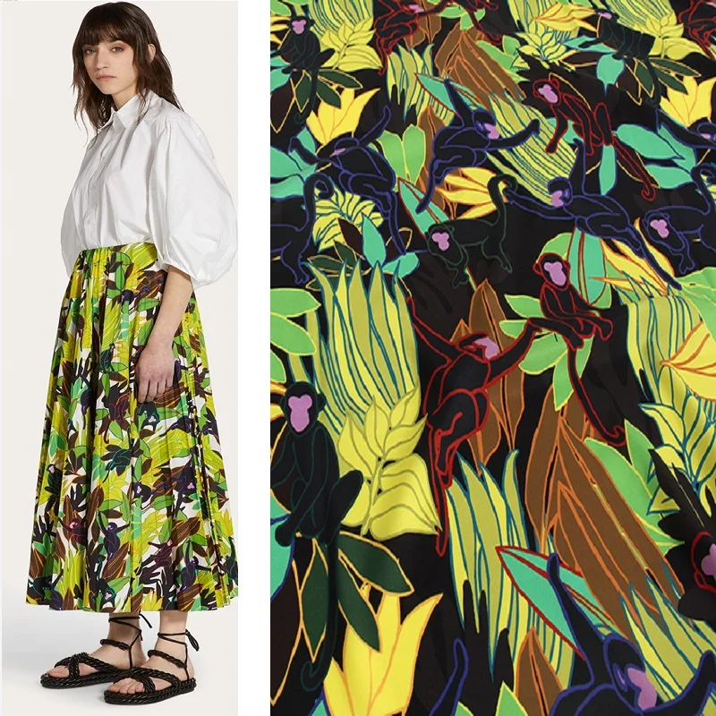 

Crepe de Chine Fabric Polyester Monkey Leaf Digital Printed Cloth for Dress Shirt Fashion Design Sewing Textile Material