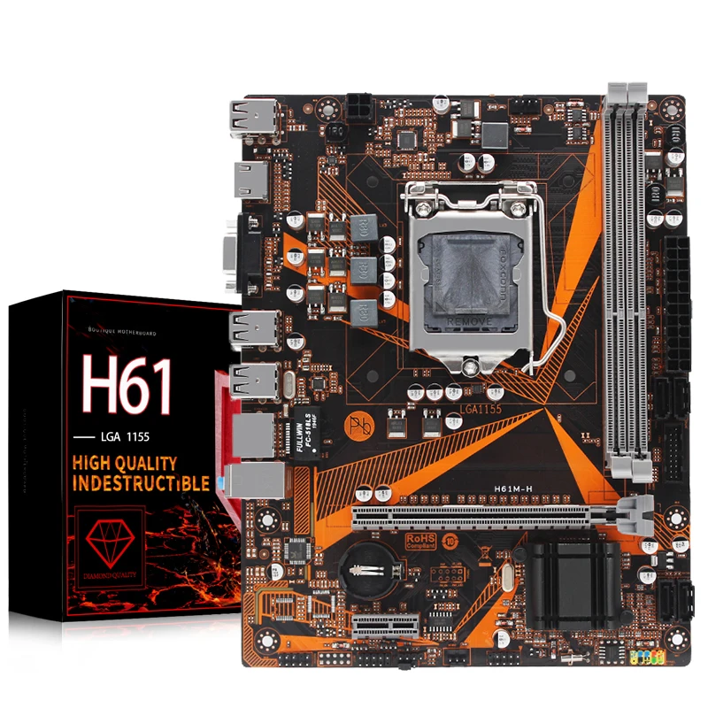 H61материнская плата LGA 1155 двухканальная память DDR3 микро atx интегрированная