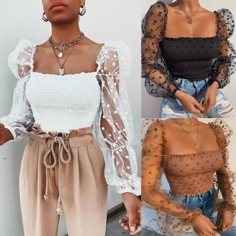 2020 Модный женский соблазнительный укороченный топ в складку футболка Прозрачные