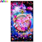 Алмазная 5D картина сделай сам, часы мечты, Бабочка, красные цветы, абстрактная вышивка крестиком, мозаика, квадратная, круглая Алмазная вышивка H141