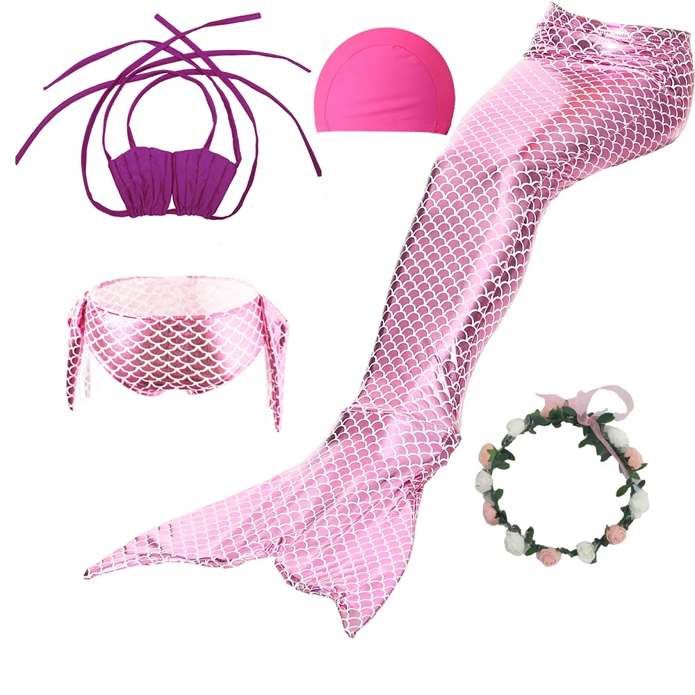 Красивый детский Косплей костюм Русалочки для девочек с хвостом 3 шт. праздничный