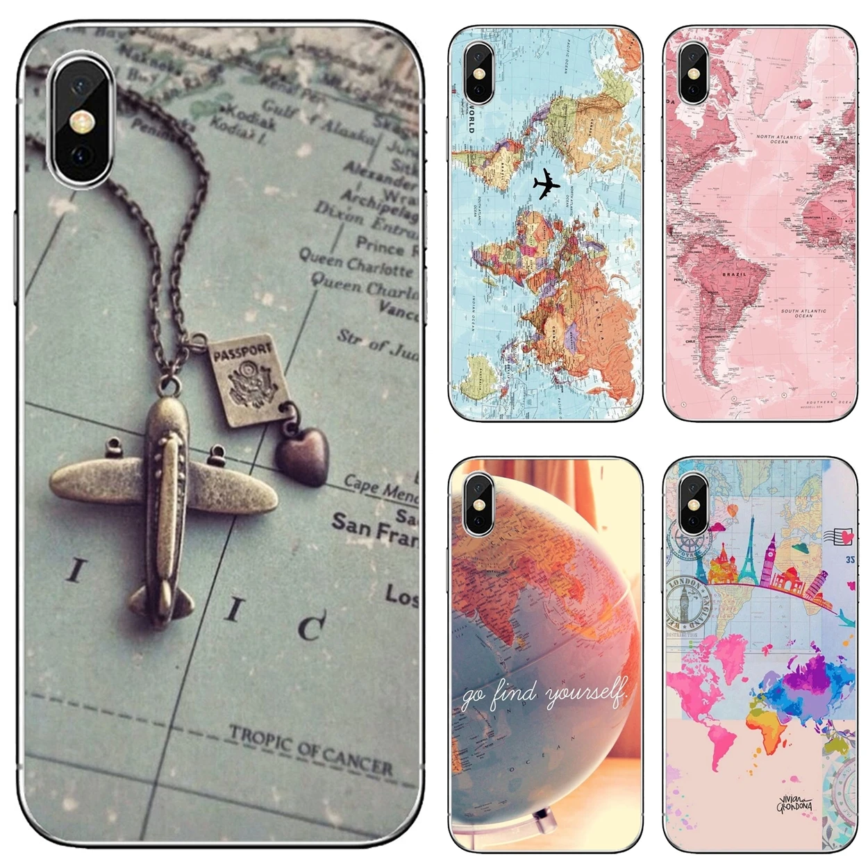 

For Apple iPhone 10 11 12 Pro Mini 4S 5S SE 5C 6 6S 7 8 X XR XS Plus Max 2020 World-Map-Travel-Plans Cell Phone Cover