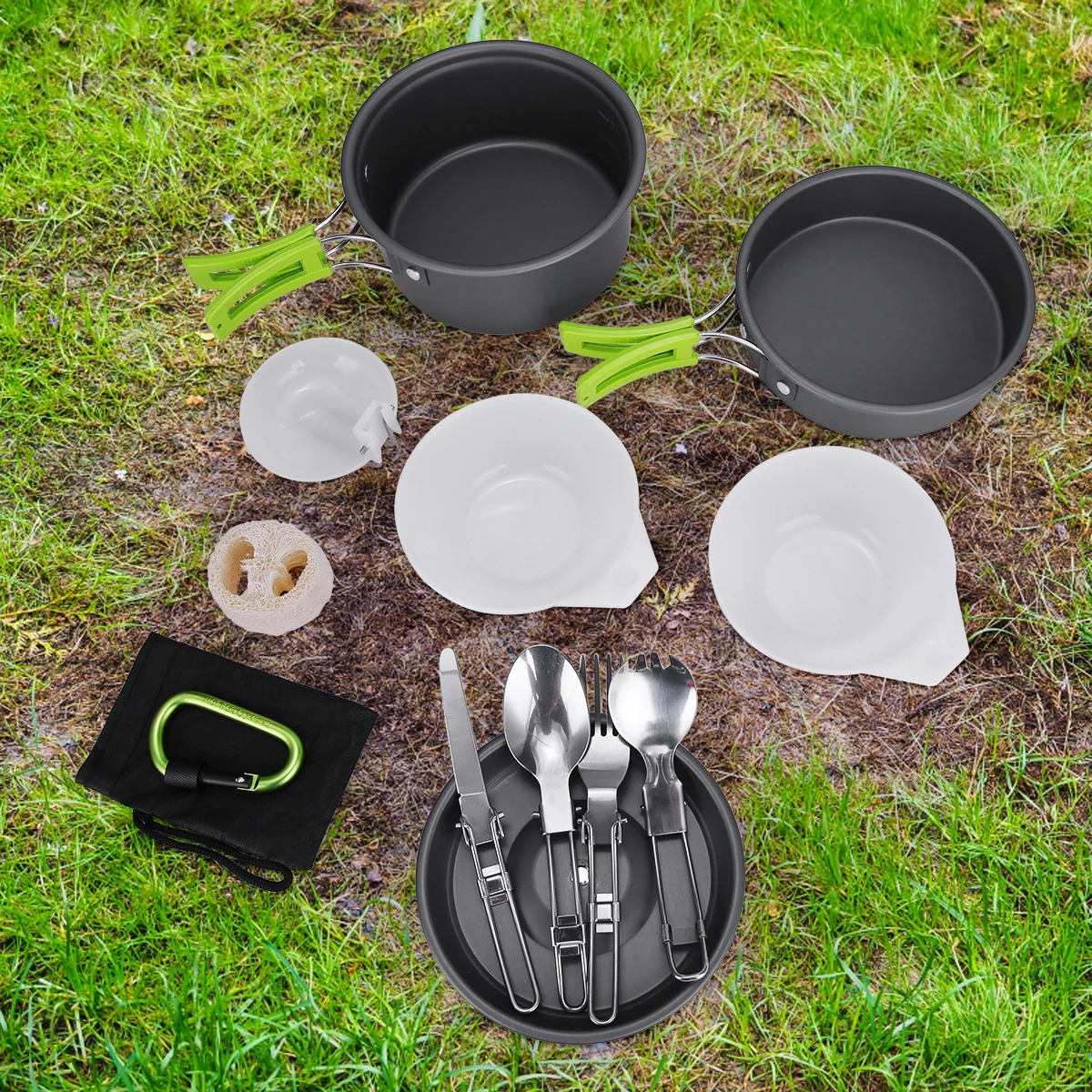 

Camping Pan Camping Cookware 15Pcs Backpacking Gear Hiking Outdoors Non Stick Cookware Lightweight Compact Durable Pot Pan Bowls