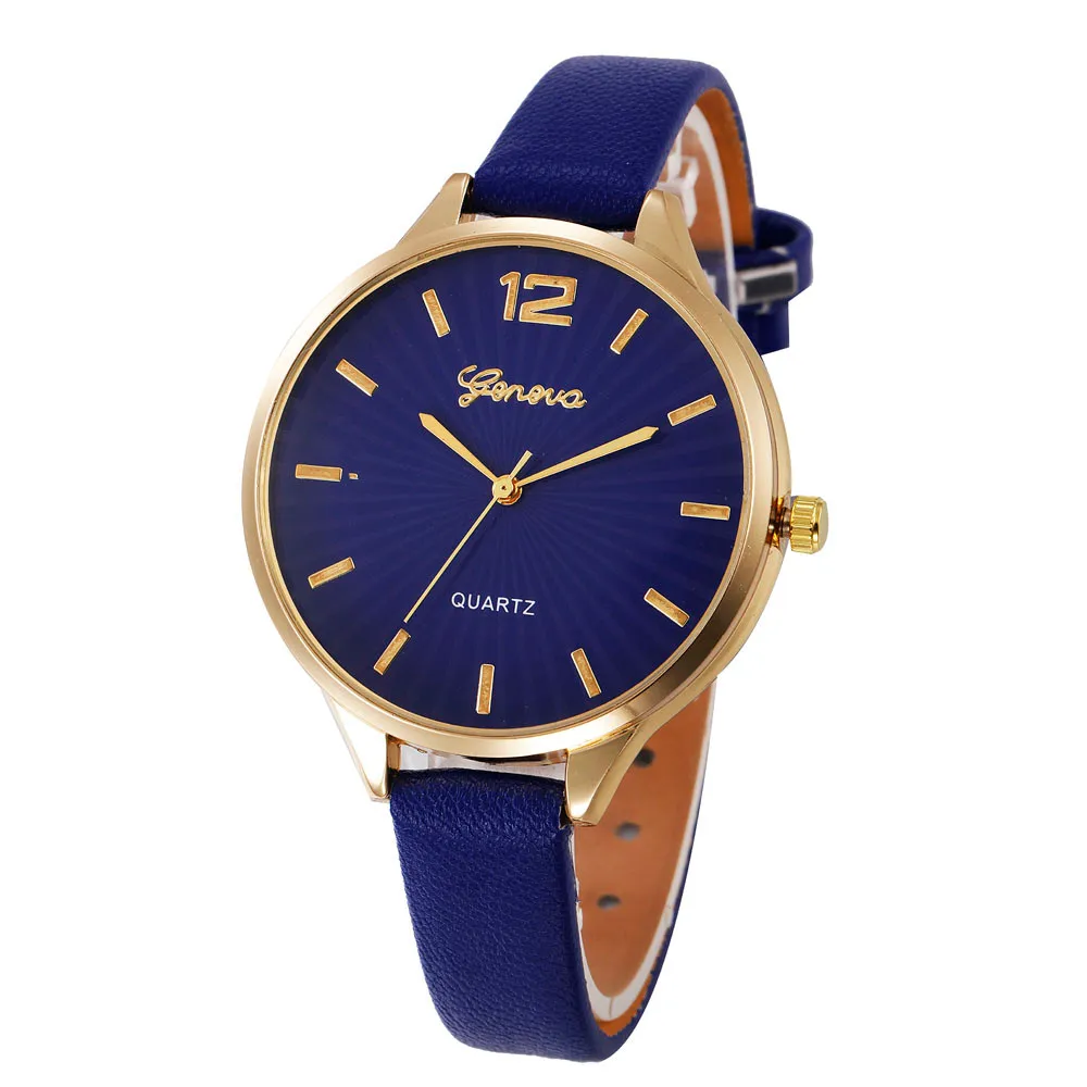 

Women's casual Geneva quartz watch faux leather round dial meticulous strap quartz analog watch gift 50*