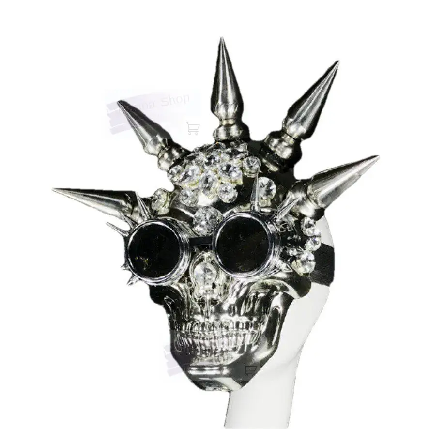 Карнавал рейв маски Хэллоуин фестиваль аксессуары серебряные заклепки Череп