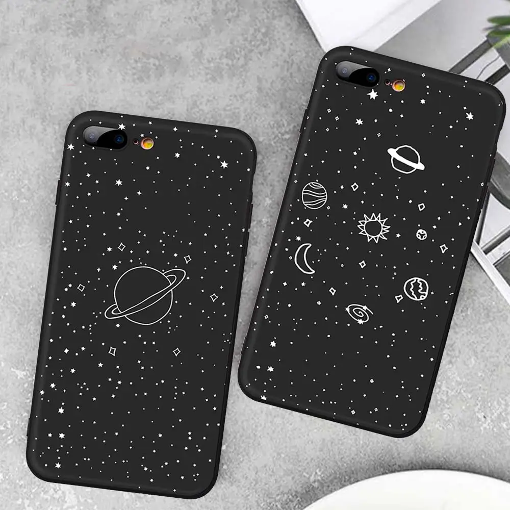 Ультратонкий матовый мягкий чехол из ТПУ с рисунком космической Луны для