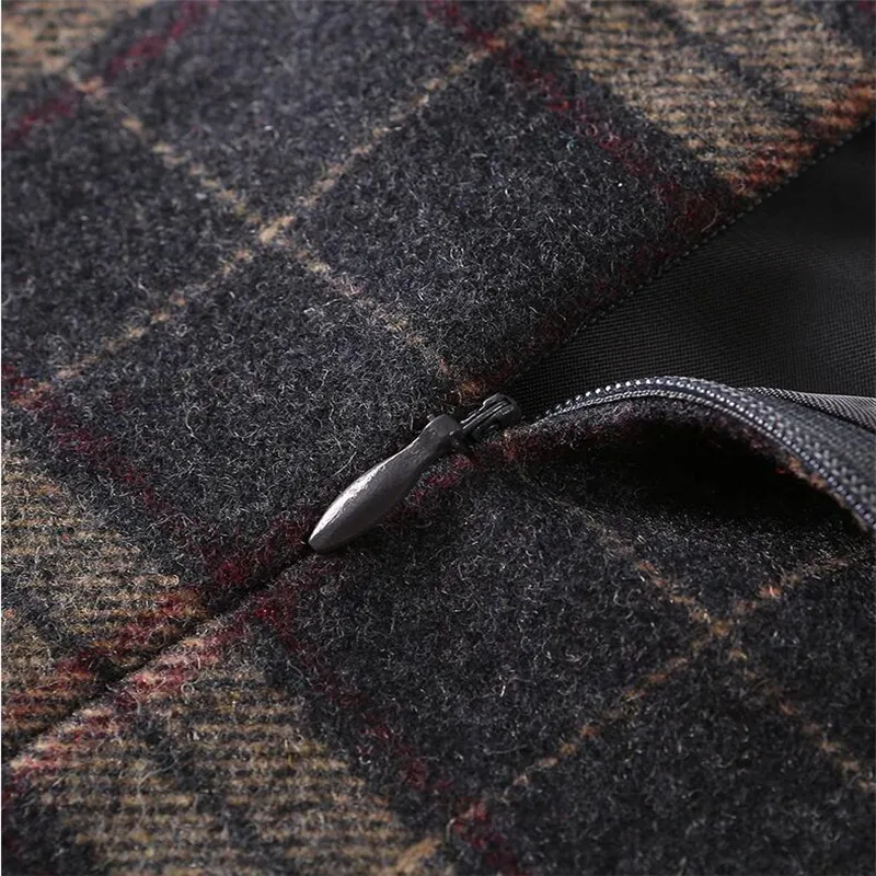 

Korean Woolen Plaid Skirt Woman High Waist Slim Bag Hip Mini Skirts 2021 Autumn Winter Women A-line Short Skirt Female
