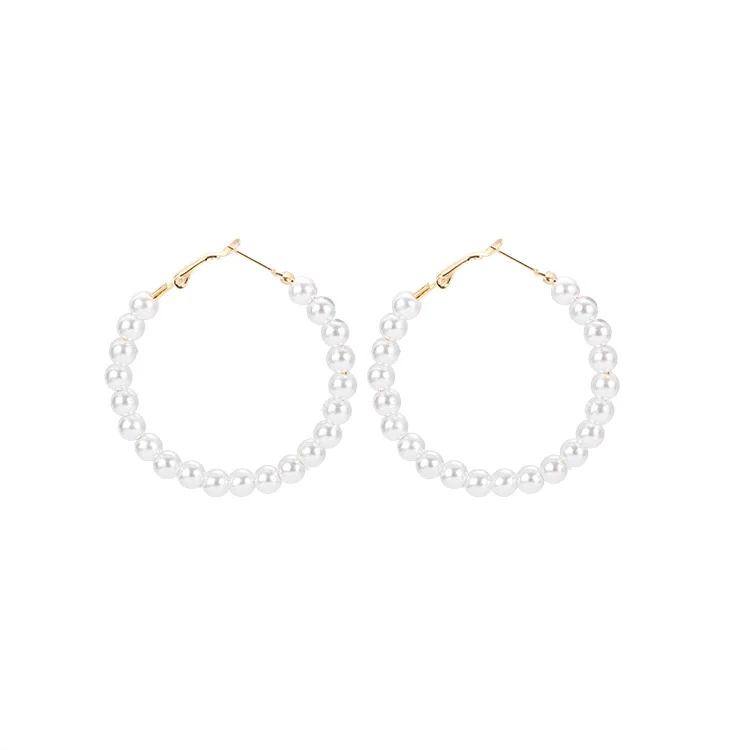 Женские серьги с жемчугом большие круглые в Корейском стиле|Серьги-гвоздики| |