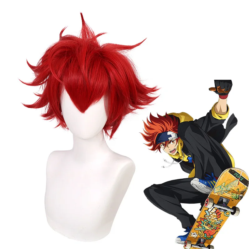 

SK SK8 the Infinity Reki Cosplay Wig Anime Red Short Wig Heat-resistant Fiber Hair + Wig Cap Carnival Party Role Play Men Woman
