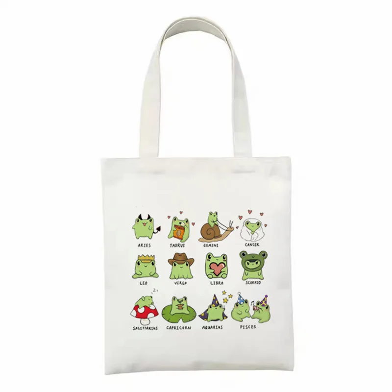 

Reusable Grocery cute Cartoon Shopper Bags for Women Canvas Shopping Bag Female Cloth Shoulder Bag Eco travel Ladies Tote bag