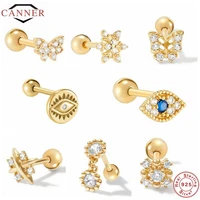 canner 2 pcs small cute mini zircon stud earrings for women 925 sterling silver pierced cartilage earring jewelry pendientes