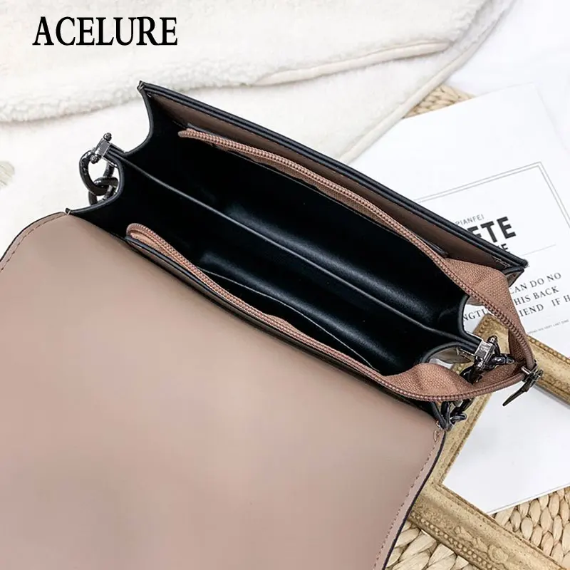 

ACELURE Small PU Leather Shoulder Bags for Women Solid Color Crossbody Bags Female Elegant Ladies Mini Metal Chain Handbag Purse