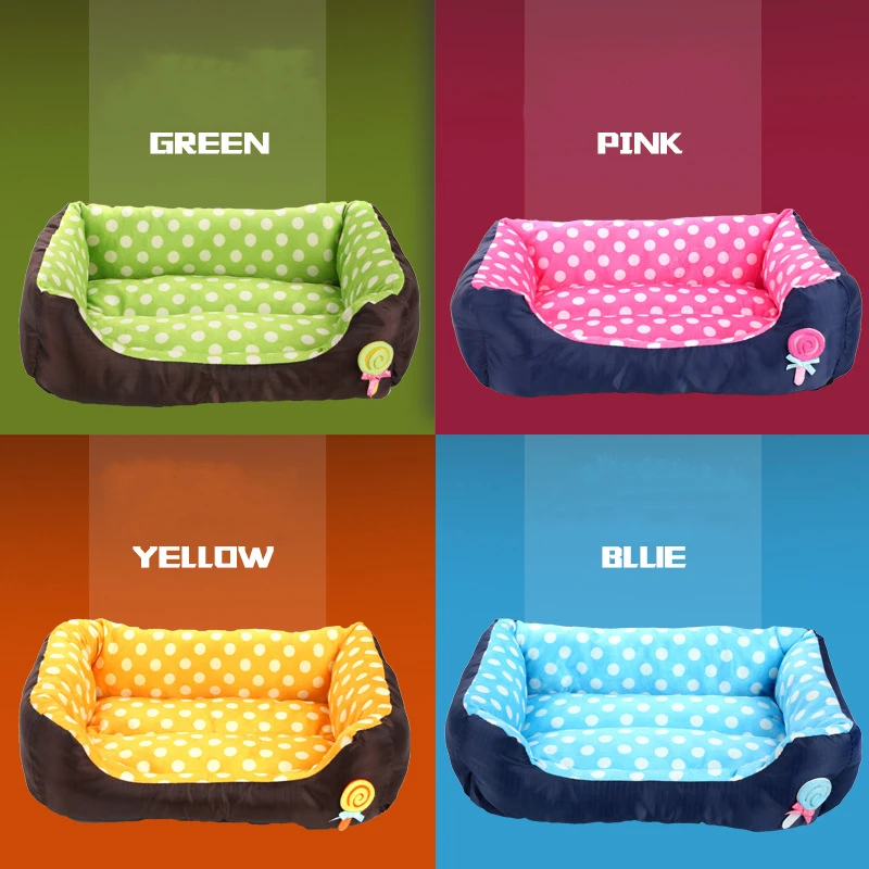 

Cat Dog Bed Candy Color Soft Cotton Winter Warm Teddy Cat House Kitten Cat Sofa Bed Pet House Mat for Small Medium Dog Cat