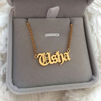 customized old english font necklace stainless steel gothic letters necklaces for women personalized jewelry bff collier