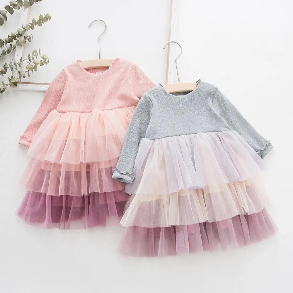 Платья для маленьких девочек хлопковое осеннее платье дома элегантный костюм