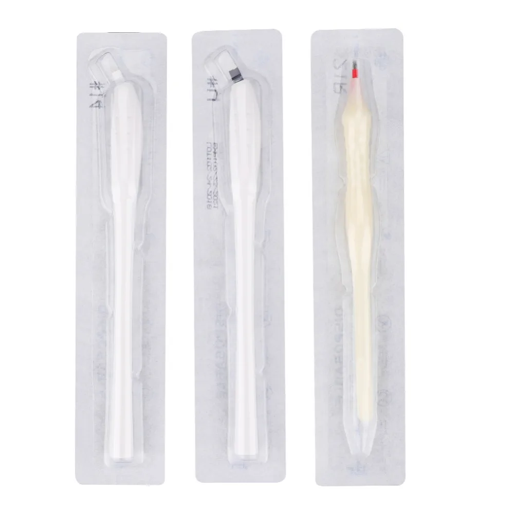 

High Quality 5pcs Plastic Disposable Eyebrow Tattoo Manual Pen Semi-Permanent Makeup Microblading Needle Embroidered Tool Supply