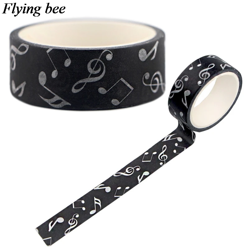 

20pcs/lot Flyingbee 15mmX5m Musical Notes Washi Tape Paper DIY Decorative Adhesive Tape Stationery Masking Tapes Supplies X0551