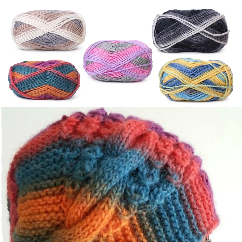 1Ball 100g Hand-woven Rainbow Colorful Crochet Cashmere Wool Blend Yarn Knitting | Дом и сад