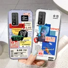 Ретро Чехол с этикеткой штрих-кода для Honor 10 Lite, чехол для Huawei Nova 5T Honor10 50 9A 10i 10X Lite 20 60 8X 8S, силиконовые чехлы