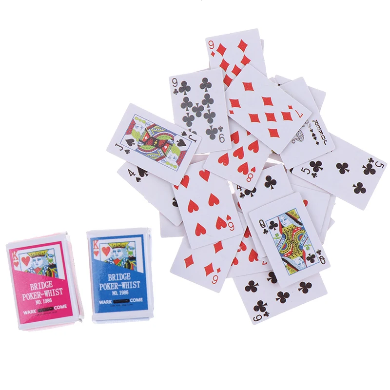 

Cute 1:12 Miniature Games Poker Mini Playing Cards Miniature For Dolls Accessory Home Decoration 16x11mm