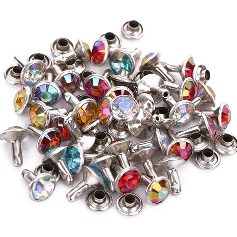 Новейшие 50 наборов красочные алмазные Стразы двойные шапки заклепки Акриловые
