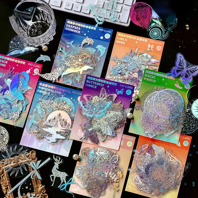 

Креативные бронзовые стикеры в стиле ретро 45 шт./компл. в виде мечтательной бабочки, винтажные лазерные наклейки для дневника, альбома, план...