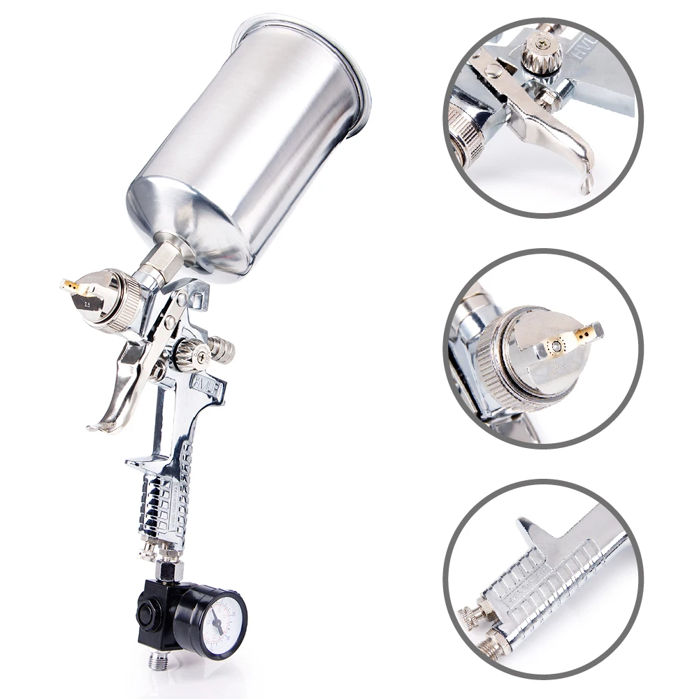 УГЛЕРОДНЫЙ 2 5 мм HVLP гравитационный подающий пистолет распылитель с регулятором