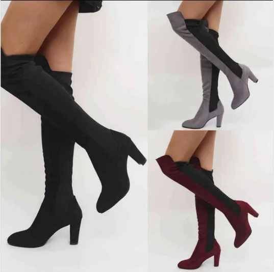 

cloth women overknee color high 2020 large size elastic heel boots children