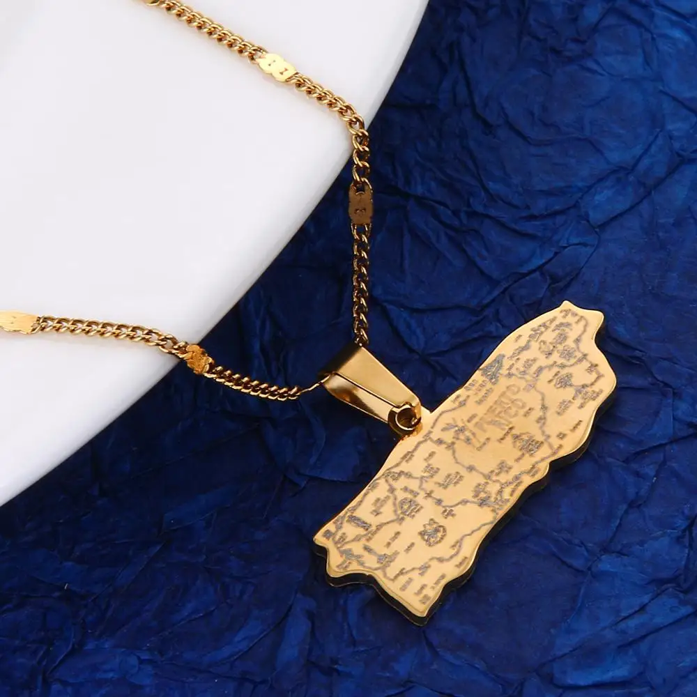 Нержавеющая сталь Пуэрто-Рико карта Подвесные Ожерелья модные Пуэрто-Риканцы