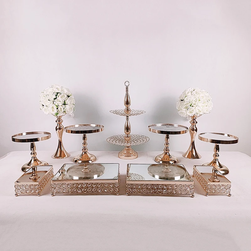 

7 -19pcs 3 tiers Mirror Cupcake Stand Cake Dessert Holder with afternoon tea Wedding birthday party