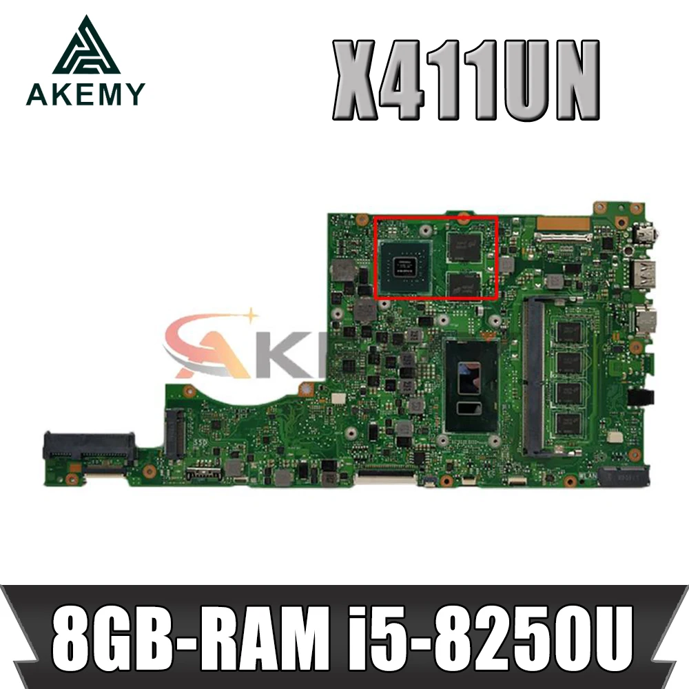 

For ASUS Vivobook S14 Mainboard X411UN X411UNV X411UQ X411UA X411U Laptop motherboard Motherboard 8GB-RAM i5-8250U MX150 GPU