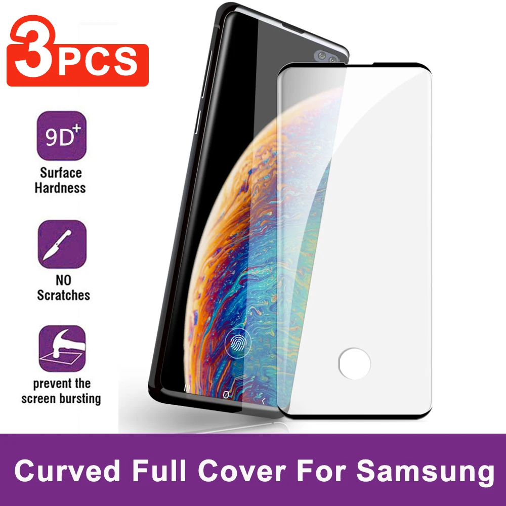 Закаленное 9D изогнутое стекло пленка для samsung Galaxy S8 S9 S10 Plus S10E Защита экрана Note 8 9 10