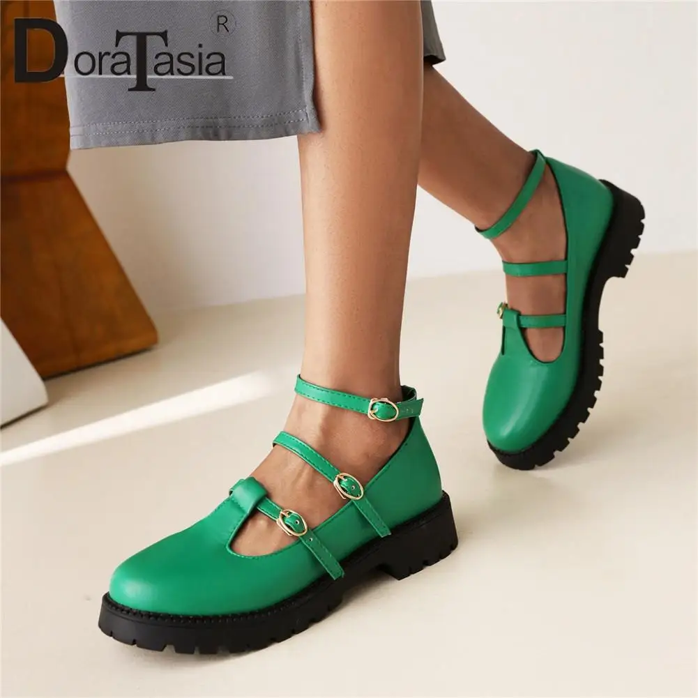 

DORATASIA Brand New Female Platform Mary Janes Flats Fashion Buckle Chunky Heels women's Flats Casual Office Shoes Woman