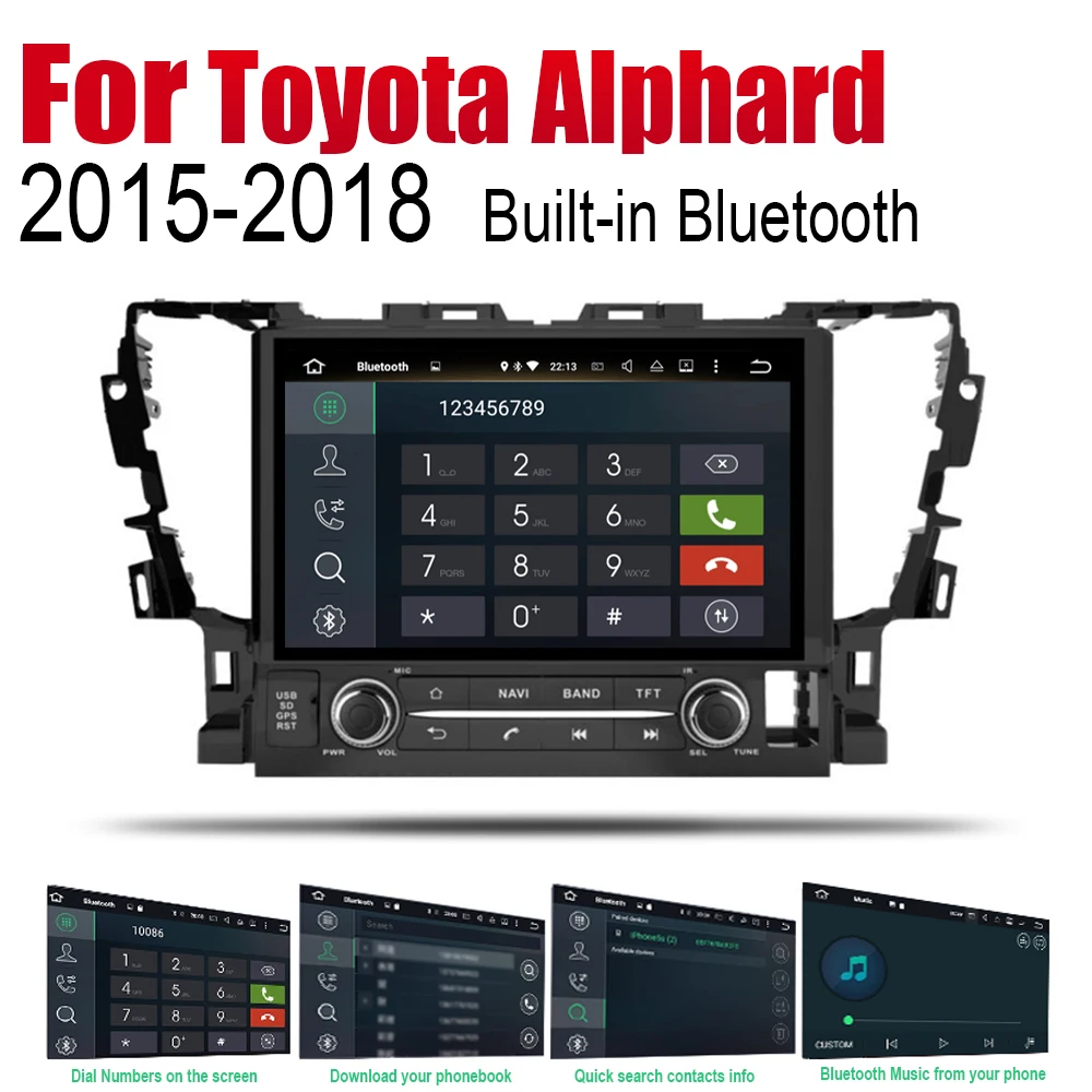 Автомагнитола на Android с GPS-навигацией для Toyota Alphard 2015 2016 2017 2018 Bluetooth Wi-Fi 2din стерео